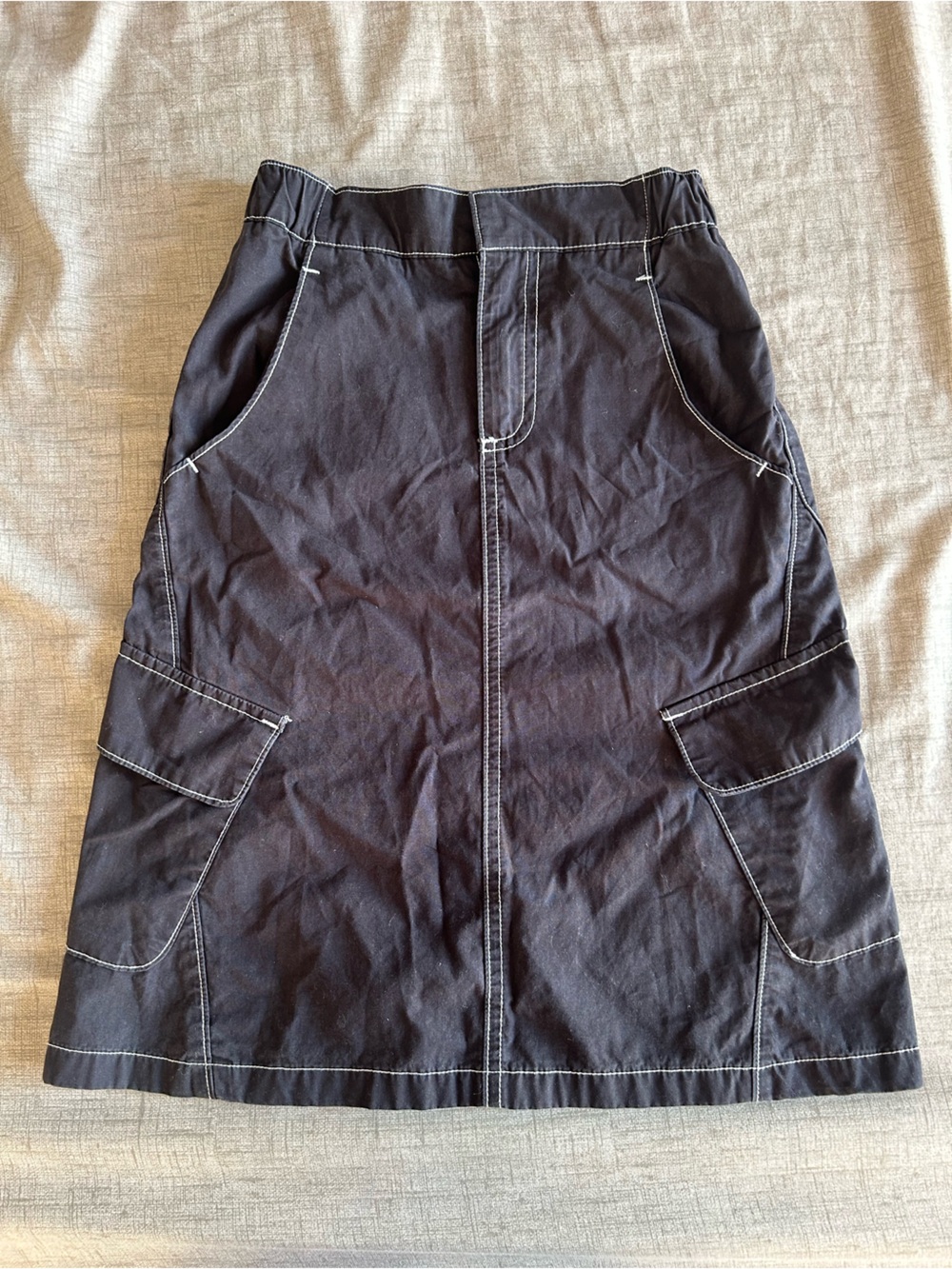Zara Black Cargo-Stitch A-Line Skirt